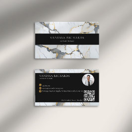 Luxury Gold White Gray QR Code Notary Foto Visitenkarte