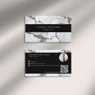 Luxury Gold White Gray QR Code Notary Foto Visitenkarte