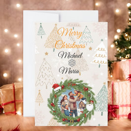 LUXURY Gold Wreath Photo Card | Holiday 2026 Einladung