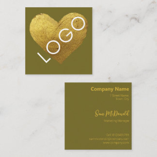 LUXURY GOLD YELLOW GREEN LOGO PROMOTIONAL COMPANY QUADRATISCHE VISITENKARTE