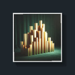 Luxury Golden Columns - Modern Geometric Gold Pill Leinwanddruck<br><div class="desc">A striking architectural abstract featuring a cluster of sleek, rectangular golden pillars of varying heights. Set against a rich, moody emerald green velvet curtain, the high-gloss metallic finish creates a bold contrast of texture and light. This sophisticated piece embodies modern luxury and structural elegance. Perfect for executive offices, high-end hotel...</div>