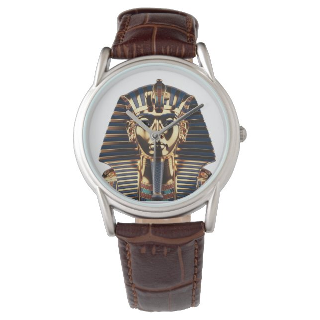 Luxury Golden Egyptian Mask Artwork Armbanduhr (Vorderseite)