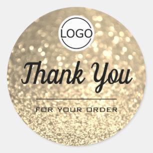 Luxury Golden Glitzer Elegant Minimalistisch Danke Runder Aufkleber