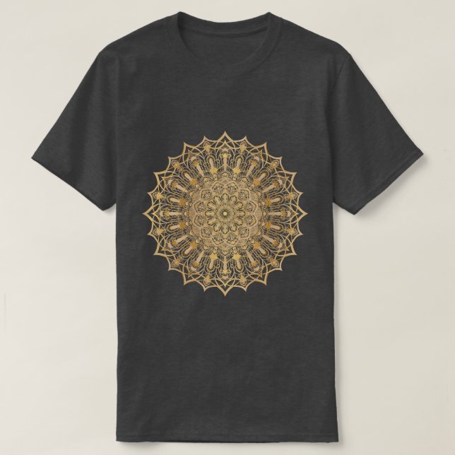 Luxury Golden Mandala Symbol T - Shirt. T-Shirt (Design vorne)