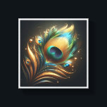 Luxury Golden Peacock Feather - Elegant Emerald an Leinwanddruck<br><div class="desc">A stunningly detailed abstract representation of a peacock feather, blending rich emerald greens, vibrant teals, and shimmering gold. The intricate fiber-like textures and floating golden spheres create a sense of royal elegance and magical depth against a dark, moody background. Perfect for sophisticated living rooms, luxury hotel decor, or as a...</div>