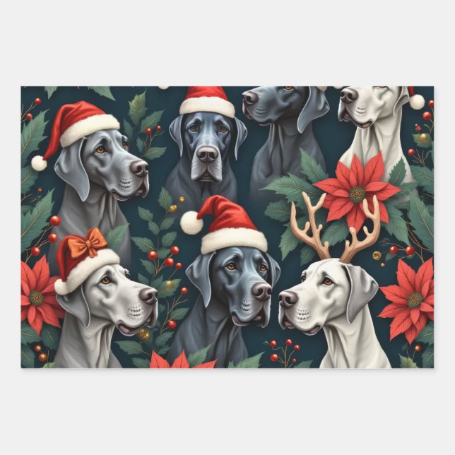 Luxury Great Dane wrapping paper Geschenkpapier Set (Vorderseite)