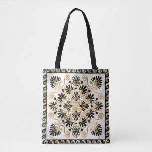 Luxury Greek Ornament Black and White Marble Tasche