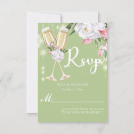 Luxury Green Champagne Floral 30. Geburtstag RSVP Karte