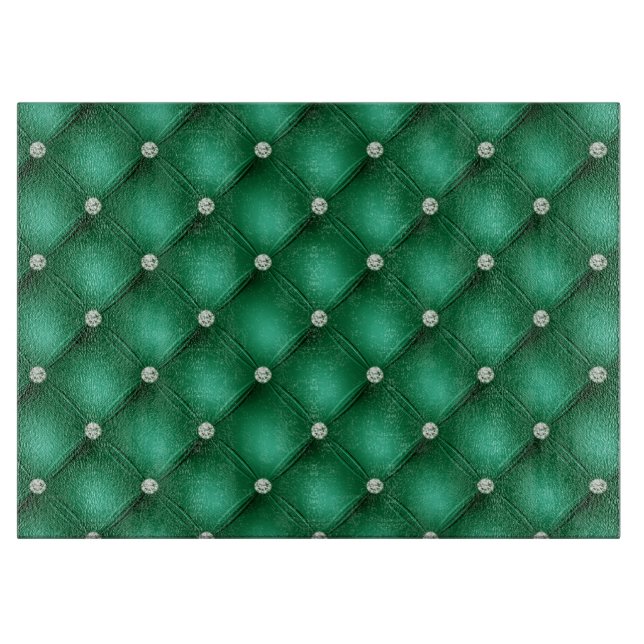 Luxury Green Diamond Tufvtern Muster Schneidebrett (Vorderseite)