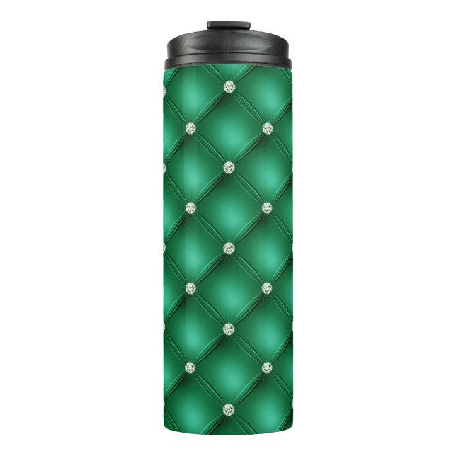 Luxury Green Diamond Tufvtern Muster Thermosbecher (Vorderseite)