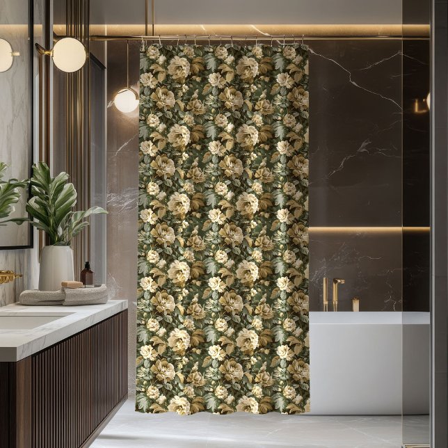 Luxury Green Gold Curtain Modern Botanical Style Duschvorhang (Luxury Green Gold Curtain Modern Botanical Style)