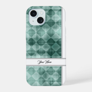 Luxury Green White Rhombus Votre nom Art Abstrait