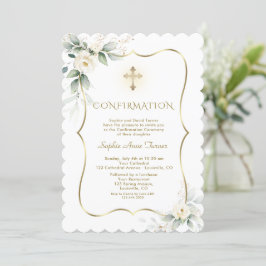 Luxury Greenery White Floral Girl Bestätigung Einladung
