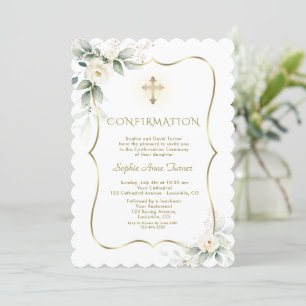 Luxury Greenery White Floral Girl Bestätigung Einladung