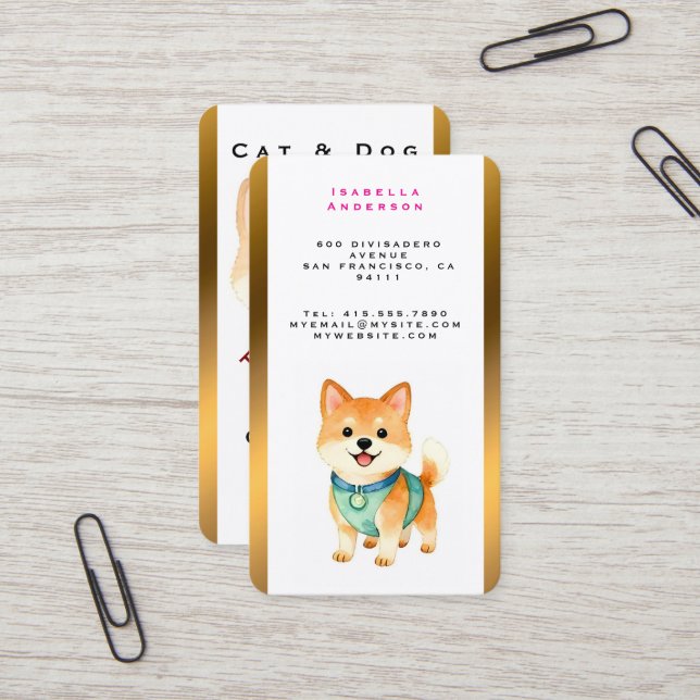Luxury Grooming Pet Personalized Trendy Collection Visitenkarte (Vorderseite/Rückseite Beispiel)