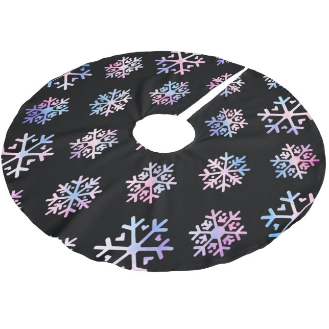 Luxury Holographic Snowflake Christmas Collection Polyester Weihnachtsbaumdecke (Schrägansicht)