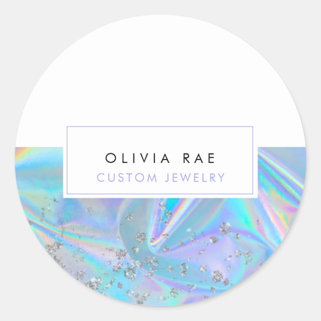 Luxury Holographic Trendy Runder Aufkleber (Vorderseite)