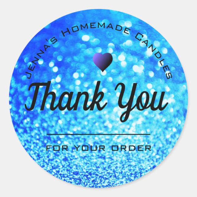 Luxury Hot Blue Glitzer Elegant Einfach Vielen Dan Runder Aufkleber (Vorderseite)