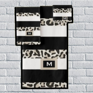Luxury Hotel Monogram Black Rose Gold White Bath 