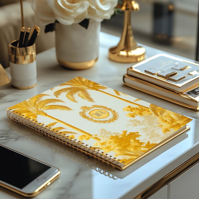 Luxury Imperial Gold Palm Tree Business Planer (Luxe Imperial Gold Palm Monogrammed Planner )