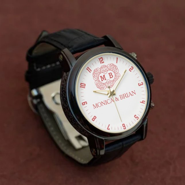  Luxury Initials Classic Monogram Letters Couple’s Armbanduhr (Von Creator hochgeladen)