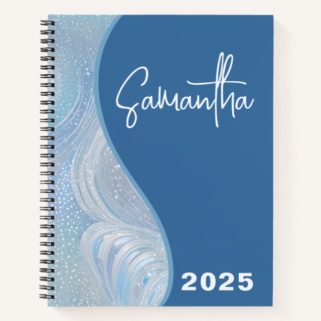 Luxury Iridescent Blue Gradient Spiral Notebook Notizbuch (Vorderseite)