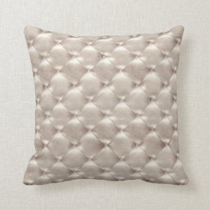 Luxury Ivory Titanium Tufted Leather Opulent Glam Kissen