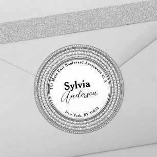 Luxury Jeweled Triple Halo Return Address Label Runder Aufkleber