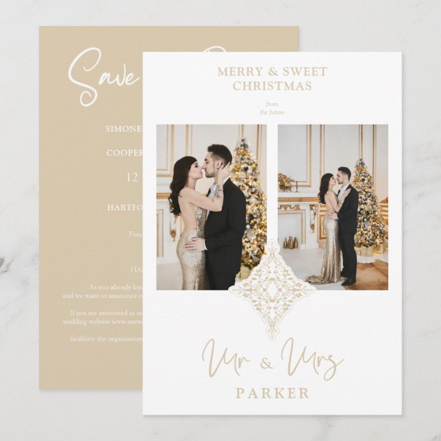 Luxury Lace MR & MRS Weihnachten Hochzeit 2 Fotos (Vorne/Hinten)