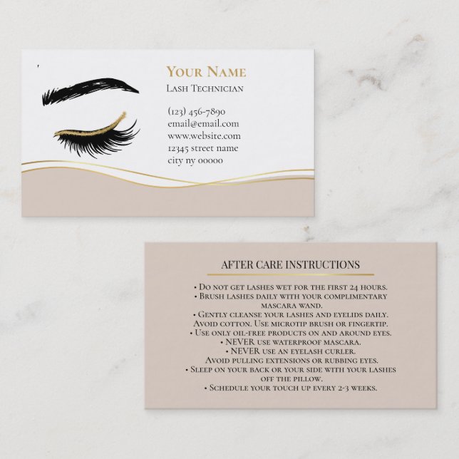 Luxury Lash Technician After care Card Terminkarte (Vorne/Hinten)