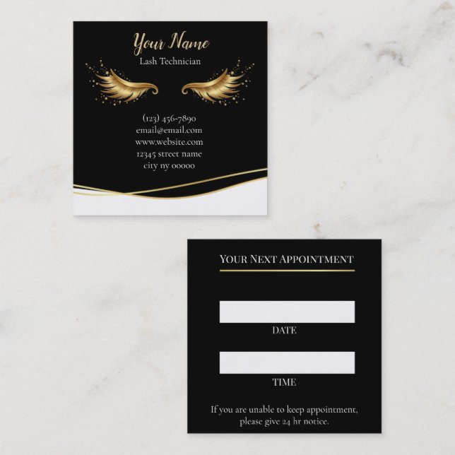 Luxury Lash Technician Appointment Card Terminkarte (Vorne/Hinten)
