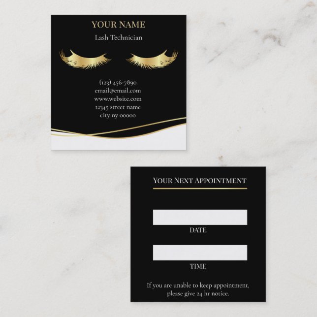 Luxury Lash Technician Appointment Card Terminkarte (Vorne/Hinten)
