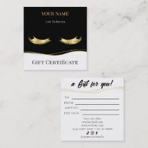 Luxury Lash Technician Gift Certificate Card