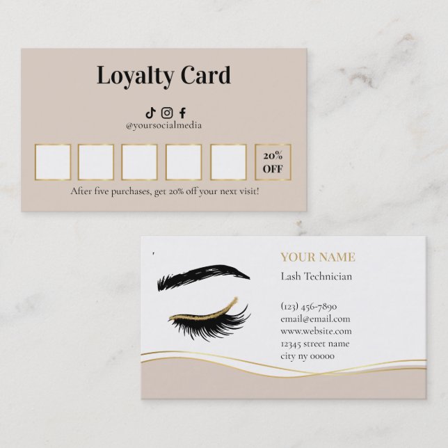 Luxury Lash Technician Loyalty Card Treuekarte (Vorne/Hinten)