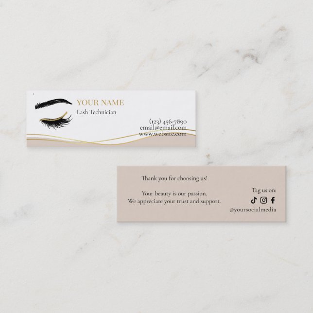Luxury Lash Technician Thank you Card Treuekarte (Vorne/Hinten)