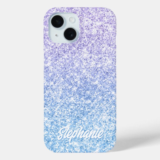 Luxury Lavender Pale Blue Glitzer Gradient Case-Mate iPhone Hülle (Rückseite)