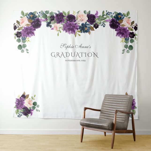 Luxury Lavender Pink Blue Floral Abschluss Prop Wandteppich (Beispiel (Horizontal))