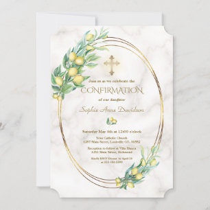 Luxury Lemon Branches Gold Cross Bestätigung Einladung