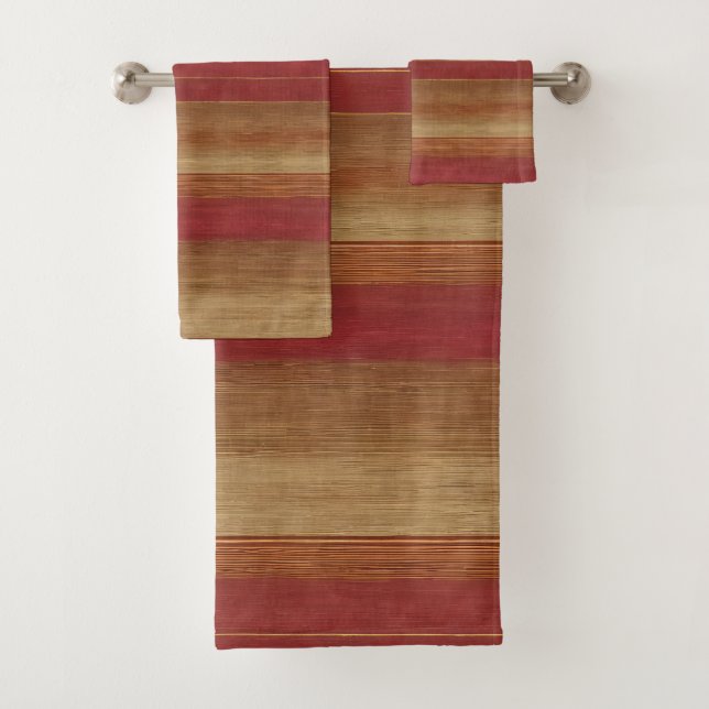Luxury Linen Trendy Burgundy Gold Collection Badhandtuch Set (Insitu)