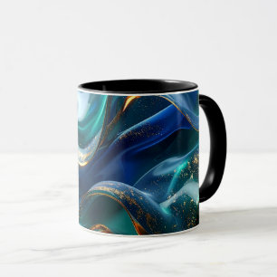 Luxury Liquid Gold & Blue Glass Mug