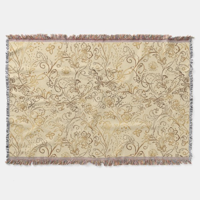 Luxury, Lovely Gold Flowers Pattern Decke (Vorderseite)