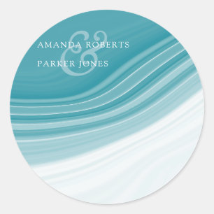 Luxury Marble Wedding Personalisiert Runder Aufkleber