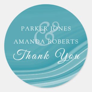 Luxury Marble Wedding Personalisiert Vielen Dank Runder Aufkleber