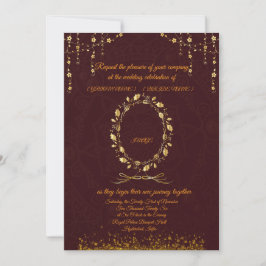 Luxury Maroon Gold Wedding Invitation | Einladung