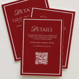 Luxury Maroon Wedding Details Qr Code Begleitkarte
