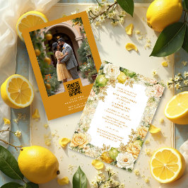 Luxury Mediterranean Lemons & Flowers Photo Einladung