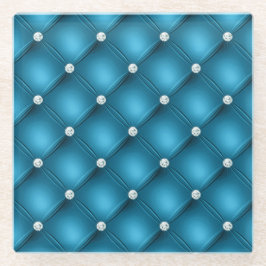 Luxury Mid Blue Diamond gepolstertes Muster Glasuntersetzer