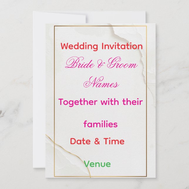 Luxury Minimal Wedding Invitation 7x5 – Editable E Einladung (Vorderseite)