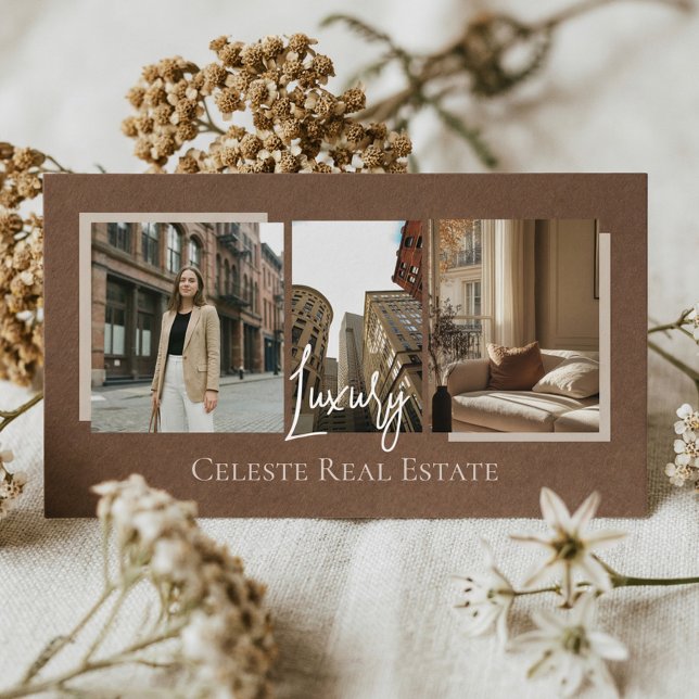 Luxury Modern Elegant Photo Layout Real Estate  Visitenkarte (Luxury Modern Elegant Photo Layout Real Estate Business Card)