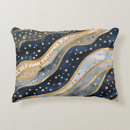 Luxury, Modern, Gold Blue Pattern Dekokissen